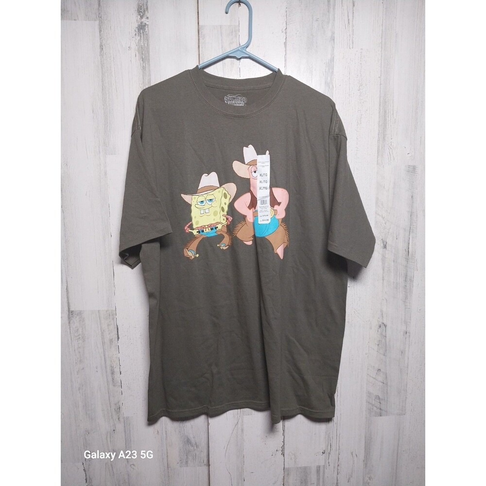 Spongebob SquarePants Men's XL Olive Green Tee Shirt